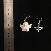 Baroque style gesso cherub with bow and arrow symmetric earrings dangle new - £11.21 GBP