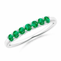 ANGARA Half Eternity Seven Stone Emerald Wedding Band in 14K Solid Gold - £560.32 GBP