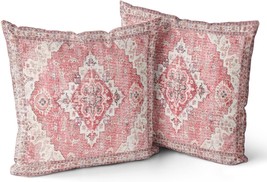 Pink Boho Throw Pillow Covers Set Of 2 Monaco Rug Persian Carpet Double ... - $44.99