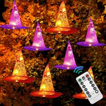 8 Pcs Hanging Witch Hat String Lights, Light Up Waterproof Halloween Decorations - £43.27 GBP