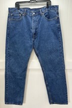 Levis Jeans Mens 40x32 Blue 505 Regular Straight American Work Medium De... - £19.92 GBP