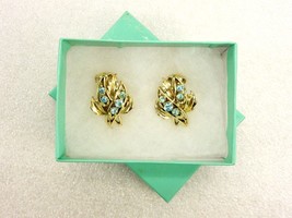 Silver Tone Clip-on Earrings, Layered Open Leaves, Turquoise Stones, JWL... - $9.75