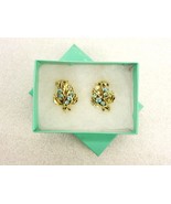 Silver Tone Clip-on Earrings, Layered Open Leaves, Turquoise Stones, JWL... - $181.89 MXN