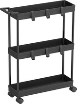 Simplehouseware Kitchen Cart Storage 3-Tier Slim/Super Narrow Shelves, Black - £30.36 GBP