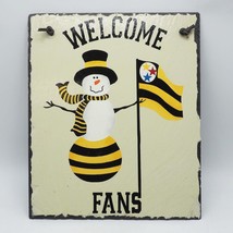 Pittsburgh Steelers NFL Football Snowman Handpainted Slate Wall Hanging - £13.44 GBP