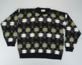 Vintage Protege by Tag Black Sweater Size Large Squares Geometric Dad Ac... - $23.70