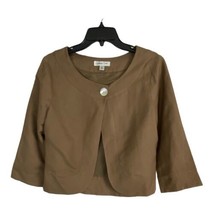 Coldwater Creek Women Jacket Shirt Adult Size 8 Linen Brown 3/4 Sleeve N... - $23.31