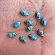 6x12 mm marquise turquoise blue copper gem cabochon wholesale lot 10 pieces - £10.34 GBP
