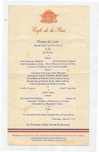 Cafe De La Paix Menu Century of Progress Chicago Illinois 1933 - £37.38 GBP