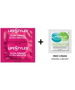 100 CT Lifestyles Ultra Ribbed Condoms + FREE 5 Lifestyles lubricant packs - $21.73