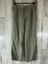 St Tropez West Linen Pants XL (36x31) Green Wide Leg Drawstring Elastic ... - £19.43 GBP