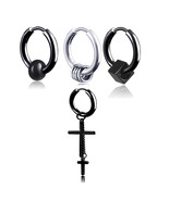 1 Pair Men&#39;s Women&#39;s Huggie Earrings Fashion Punk Hoop Stainless Steel E... - $7.99