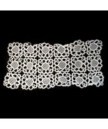 Hand Crocheted Nylon Lace White Doily Centerpiece Rectangular 29&quot; x 14&quot; ... - £12.03 GBP