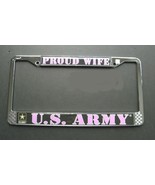 PROUD WIFE US ARMY LICENSE PLATE FRAME CHROME PLATED 6 X 12 INCHES - £8.58 GBP