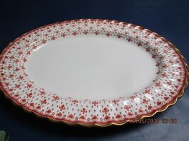 Fleur de Lys Red Gold Trim oval tray 16"by Spode - $297.00