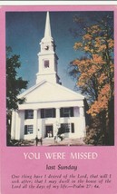 Vintage Postcard Sunday School Church Fall Leaves Pink Border Unused 1950&#39;s - £5.48 GBP