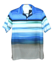 Bugatchi Blue White Gray Stripe Cotton Men&#39;s T-Shirt Polo Size XL - £66.10 GBP