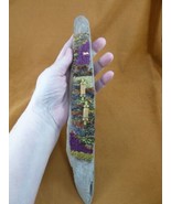 G-60 purple + olive wool knitted Beaded beach driftwood CA art Charlotte... - $51.13 CAD