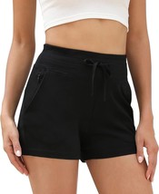 Athletic Shorts for Women Casual Summer,Sweat Shorts Women (Black,Size:L) - £14.51 GBP