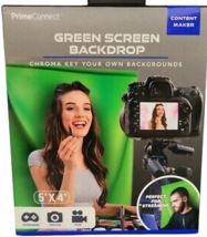 Prime Connect 5&#39; x 4&#39; Green Screen - Content Creator Streaming Video Bac... - £3.11 GBP