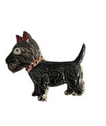 Vintage Scotty Dog Brooch Black Enamel Terrier Pin Red Collar Gold Tone ... - $16.20