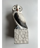 Vintage OWL Faux Carved Wood Statue White 11.5&quot; NB1 - $21.04