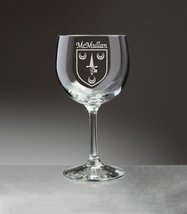 McMullan Irish Coat of Arms Red Wine Glasses - Set of 4 (Sand Etched) - £53.80 GBP