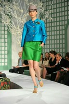 $1,990 Oscar De Renta Stunning Shantung Silk Turq Teal Couture Jacket 4 - £308.74 GBP