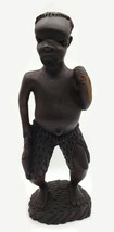 Vintage African Carved Man Standing 15&quot; Wooden Statue Ebony - $56.68