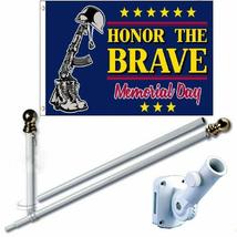 K&#39;s Novelties Memorial Day Honor Brave 3 x 5 FT Flag + 6Ft Spinning Tangle Free  - £27.59 GBP