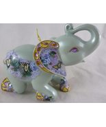 Lena Liu Fine Porcelain Elephant Figurine with Butterflies and Faux Jewe... - £29.58 GBP