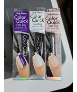 3x Sally Hansen COLOR QUICK Fast Dry Nail Color PEN Purple, White &amp; Clea... - £9.44 GBP
