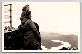 RPPC WWII Soldier and His Lady Gal on Edge on Cliff Gazing Postcard J21 - £10.18 GBP