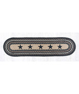 Earth Rugs OP-313 Black Stars Oval Patch Runner 13&quot; x 48&quot; - £39.10 GBP