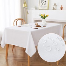 White Tablecloths for 6 Foot Rectangle Tables 60 x 84 inches Washable Cl... - $38.95