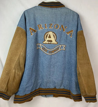 Vintage Arizona Jean Company Bomber Jacket Denim Varsity 90s Women 2XL - £70.95 GBP