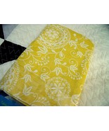 NEW Golden YELLOW Floral Medallion TABLECLOTH 52&quot; X 90&quot; White Scroll Design - £19.45 GBP