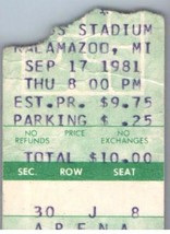 The Kinks Ticket Stub September 17 1981 Kalamazoo Michigan - £27.24 GBP