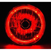 7&quot; Halogen Crystal Clear Red LED Halo Ring H4 Light Bulb Motorcycle Headlight - £31.30 GBP