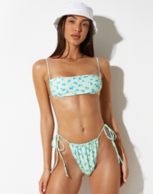 Motel Rocks Leyna Bikini Unterteil IN Ditsy Blume Limette Blau (MR12) - £17.51 GBP