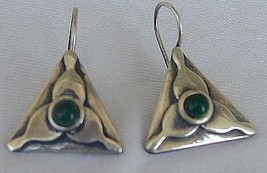 Green triangle earrings - $18.00