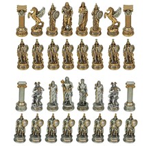 Bronze and Silver Finish Greek Roman Gods Pantheon Chessmen Set Chess Pieces - £102.86 GBP