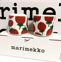 Marimekko Mansikka Strawberry Coffee Cup Mug set of 2 cute - £129.83 GBP