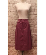 Vtg 80s Preppy Pleated Midi Skirt Pockets Dusty Mauve Pink Size 10 W26 - £34.45 GBP