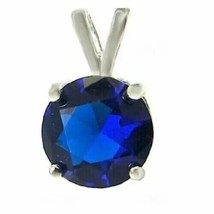 4.25 ct Blue Sapphire Solitaire Pendant Necklace in Solid Sterling Silver - £23.75 GBP