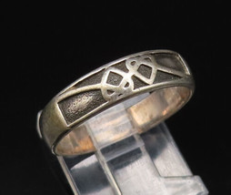 925 Silver - Vintage Carved Double Knotted Love Hearts Band Ring Sz 8 - ... - £25.01 GBP