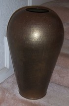 Vintage BRASS Hammered Vase 1960&#39;s India Tall 16.5&quot; Estate - $88.94