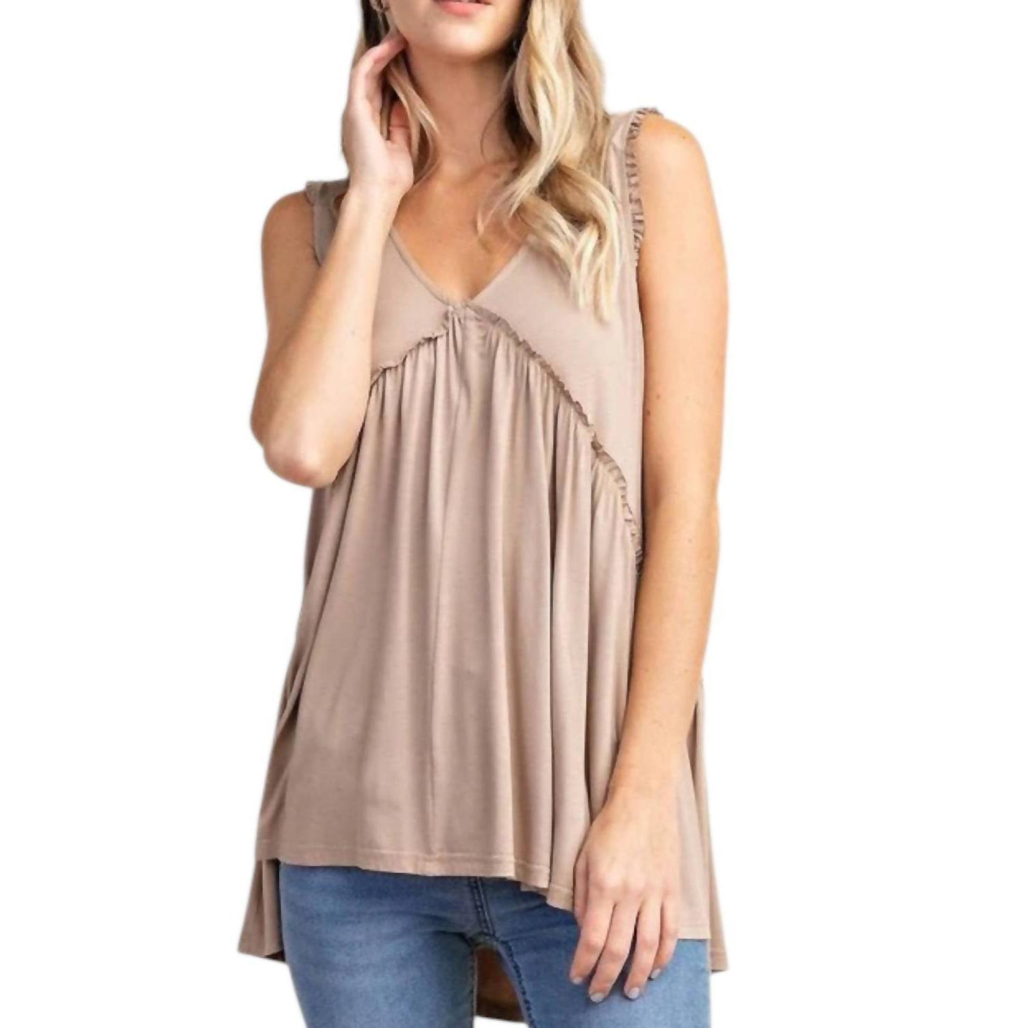 Kori Frilly Swing Tank Top Dk Latte - $37.00