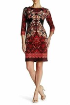 Taylor Floral Mirror Print Scuba Dress Sz 14 Rosewood - $61.68