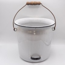 White Enamel Chamber Pot with Wood Handle - £99.89 GBP
